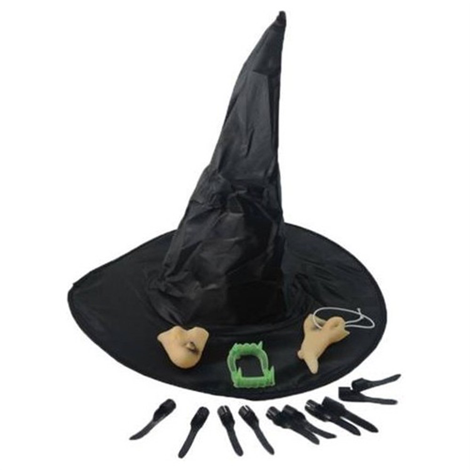 Cadı Seti (Şapka,Burun,Çene,Tırnak)Hallooween AksesuarlarıKostümPartim ★ Cadı Seti (Şapka,Burun,Çene,Tırnak) / Hallooween Aksesuarları