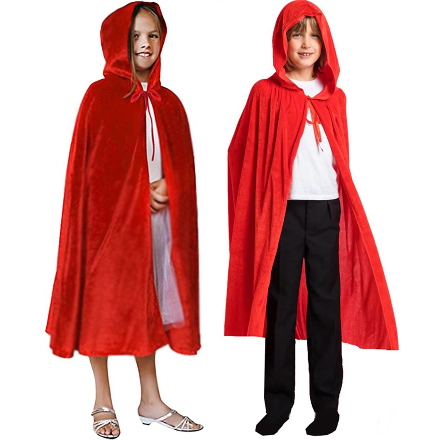 Cellat Pelerin Kırmızı Kapüşonlu Saten 100cm ÇocukPelerinlerKostümPartim ★ Kapüşonlu Çocuk Pelerin Kırmızı Saten 100cm / Pelerinler