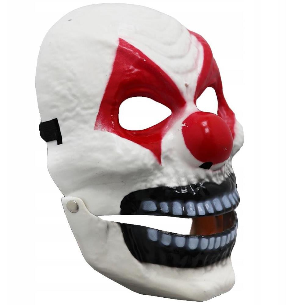Çenesi Oynayabilen Kırmızı Burunlu Korkunç Palyaço Maskesi Maskeler KostümPartim® Çenesi Oynayabilen Kırmızı Burunlu Korkunç Palyaço Maskesi | Halloween Cosplay ve Korku Maske