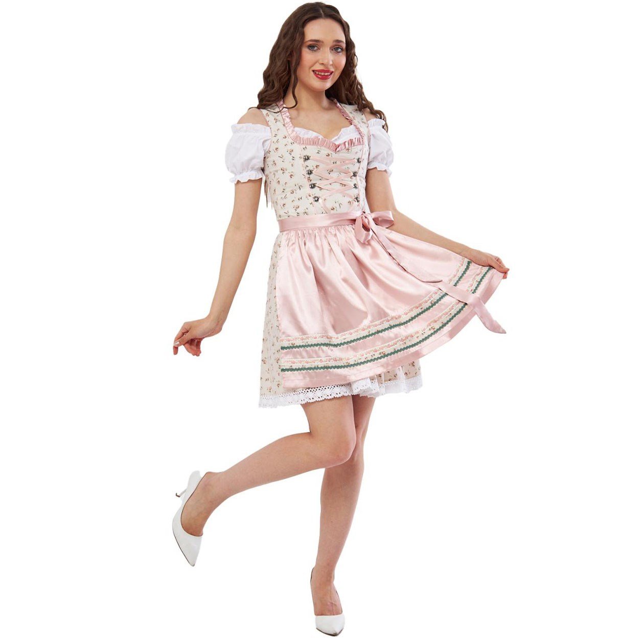 Çiçek Desenli Krem Pembe Pamuk Dirndl Elbise 3 Parçalı Kadın Bavyera Oktoberfest Kıyafeti 439 Kadın Elbiseleri KostümPartim® | Çiçek Desenli Krem Pembe Dirndl Elbise 439 | 3 Parçalı Kadın Bavyera Oktoberfest Kostümü