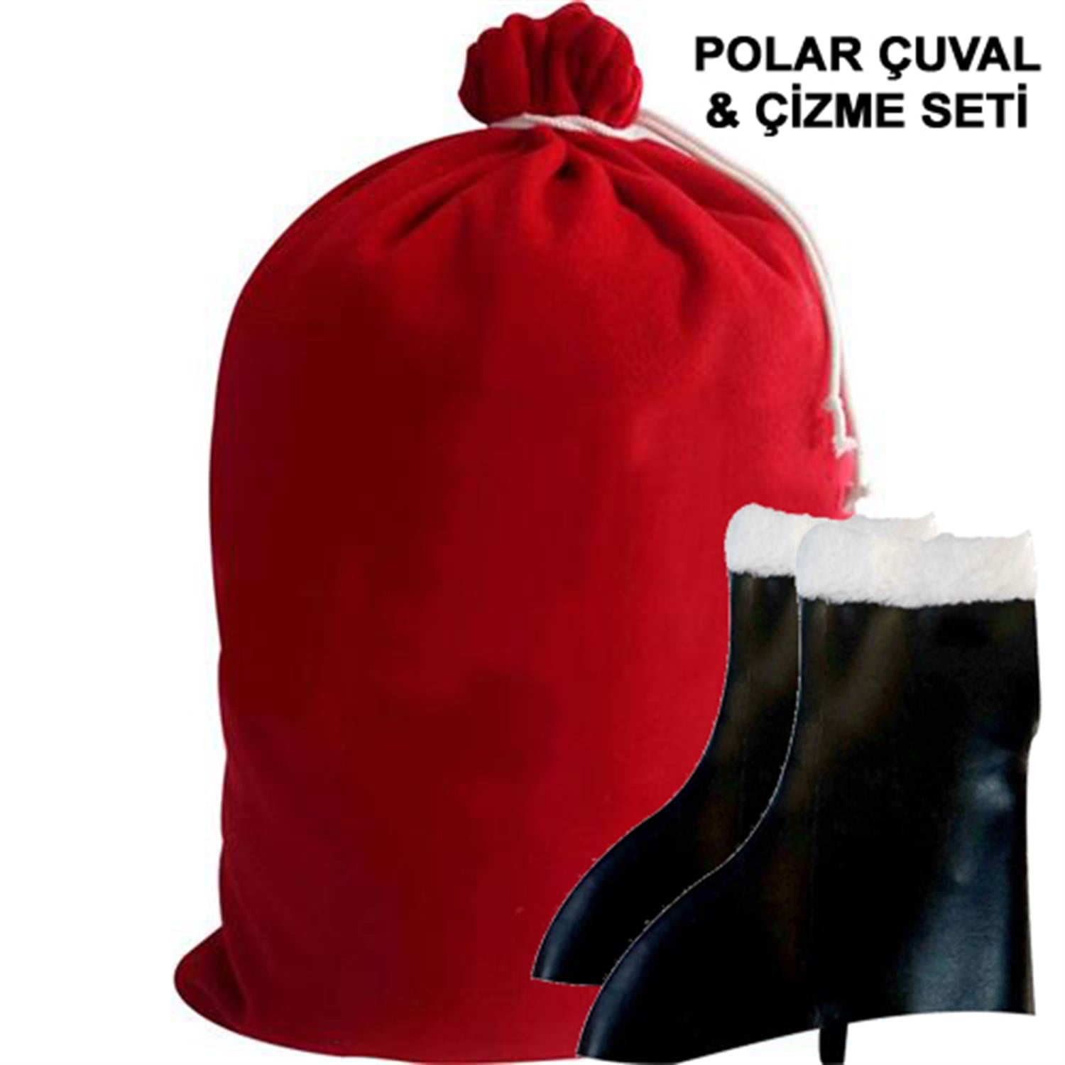 Çuval ve Çizme Yetişkin Noel Baba Kostüm SetiYılbaşı Partisi Aksesuarları
