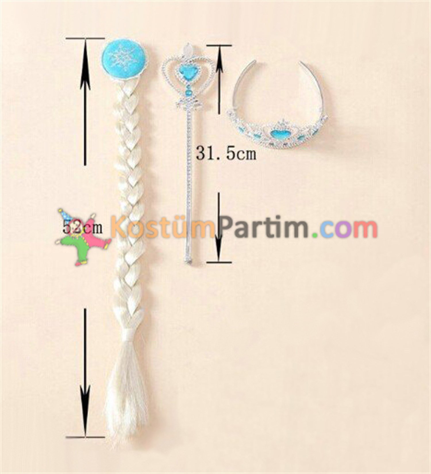 Elsa Peruğu, Prenses Tacı, Asa ve Peruk SetiAksesuar Setleri