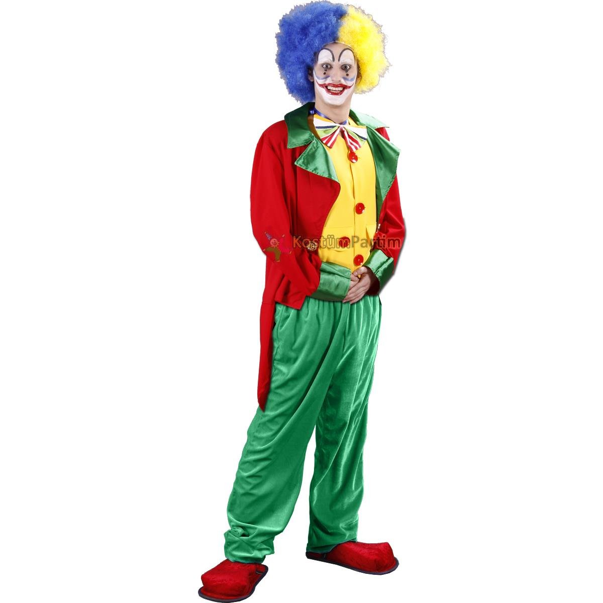 Frak Ceketli Palyaço Kostümü Yetişkin Kıyafeti Yetişkin Palyaço Kıyafetleri Frak Ceketli Palyaço Kostümü - KostümPartim®