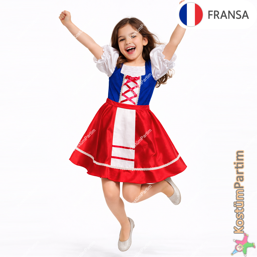 Fransa Kız Kostümü Çocuk Kıyafeti Ülke Kostümleri Fransa Kız Kostümü Çocuk Kıyafeti - KostümPartim®