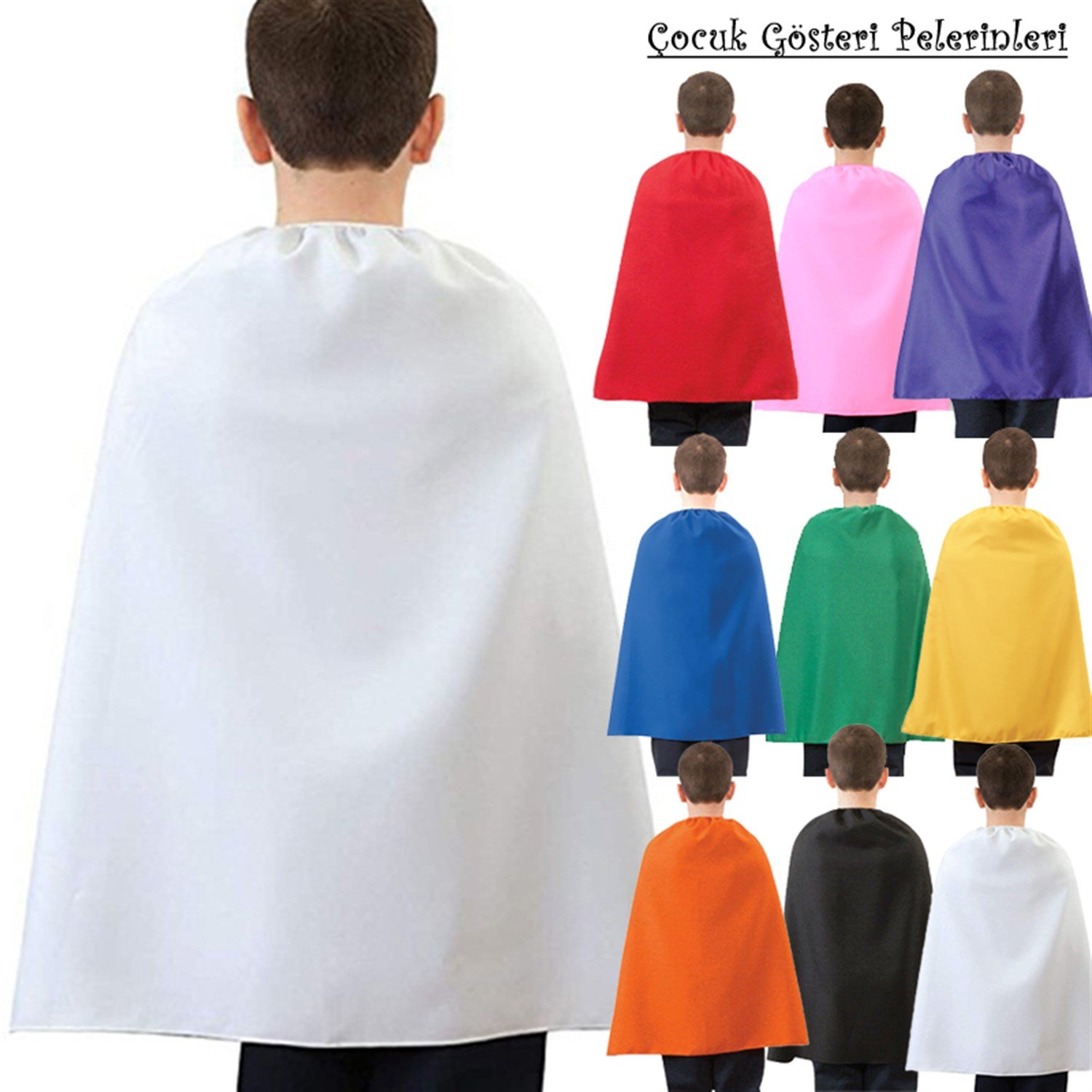 Gösteriler için Çocuk Pelerini (Renk Seçenekli)PelerinlerKostümPartim ★ Çocuk Gösteri Pelerini Saten / Pelerinler