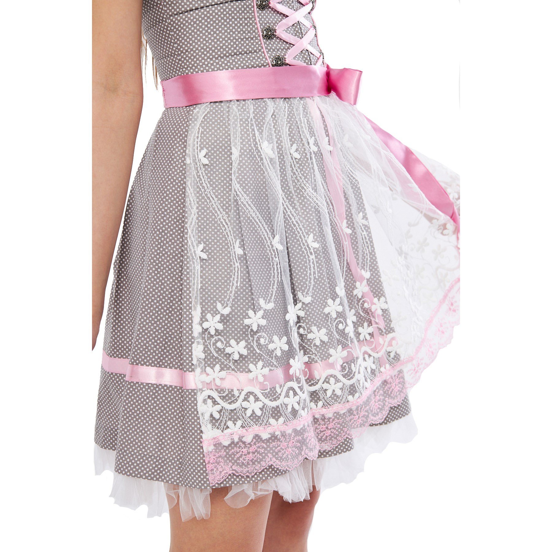 Gri Pembe Dantelli Dirndl Elbise Kadın Bavyera Oktoberfest Kıyafeti 201 Kadın Elbiseleri KostümPartim® | 201 Gri Pembe Dirndl Elbise | Kadın Bavyera Oktoberfest Kostümü | Alman Trachten Kıyafeti