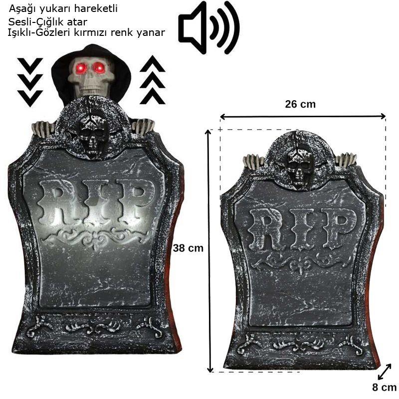 Halloween Işıklı Sesli Mezartaşı Dekor Halloween Dekorasyon Halloween Işıklı Sesli Mezartaşı Dekor - KostümPartim®