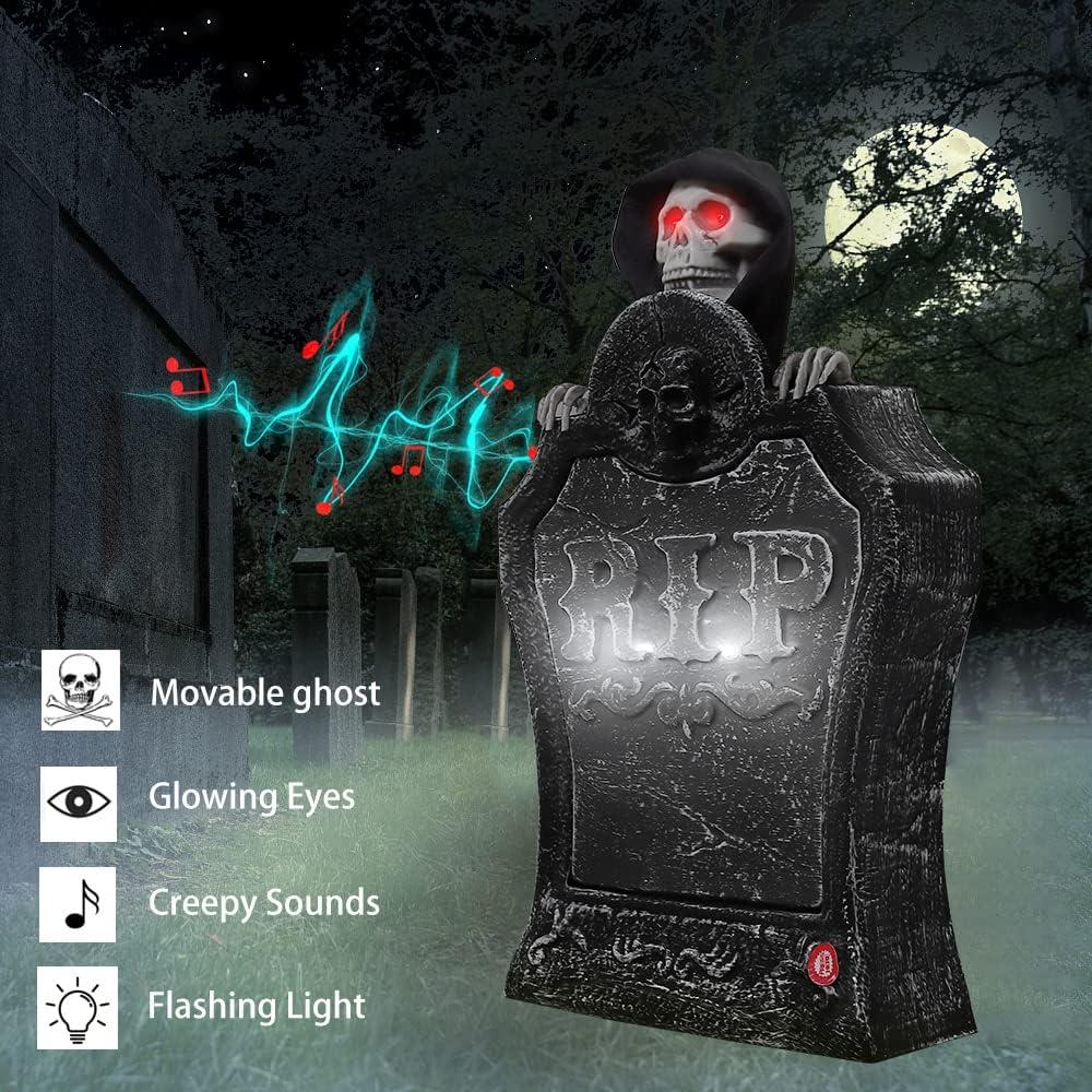 Halloween Işıklı Sesli Mezartaşı Dekor Halloween Dekorasyon Halloween Işıklı Sesli Mezartaşı Dekor - KostümPartim®