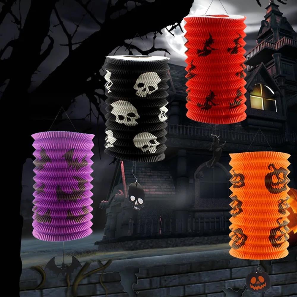 Halloween Kağıt Fener Asma Süs Siyah İskelet Halloween Dekorasyon Halloween Kağıt Fener Asma Süs İskelet - KostümPartim®