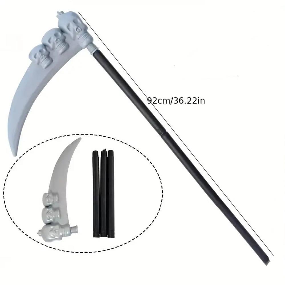 Halloween Orak Kurukafalı Azrail Orağı Plastik Tırpan Hallooween Aksesuarları Halloween Orak Kurukafalı Azrail Orağı - KostümPartim®