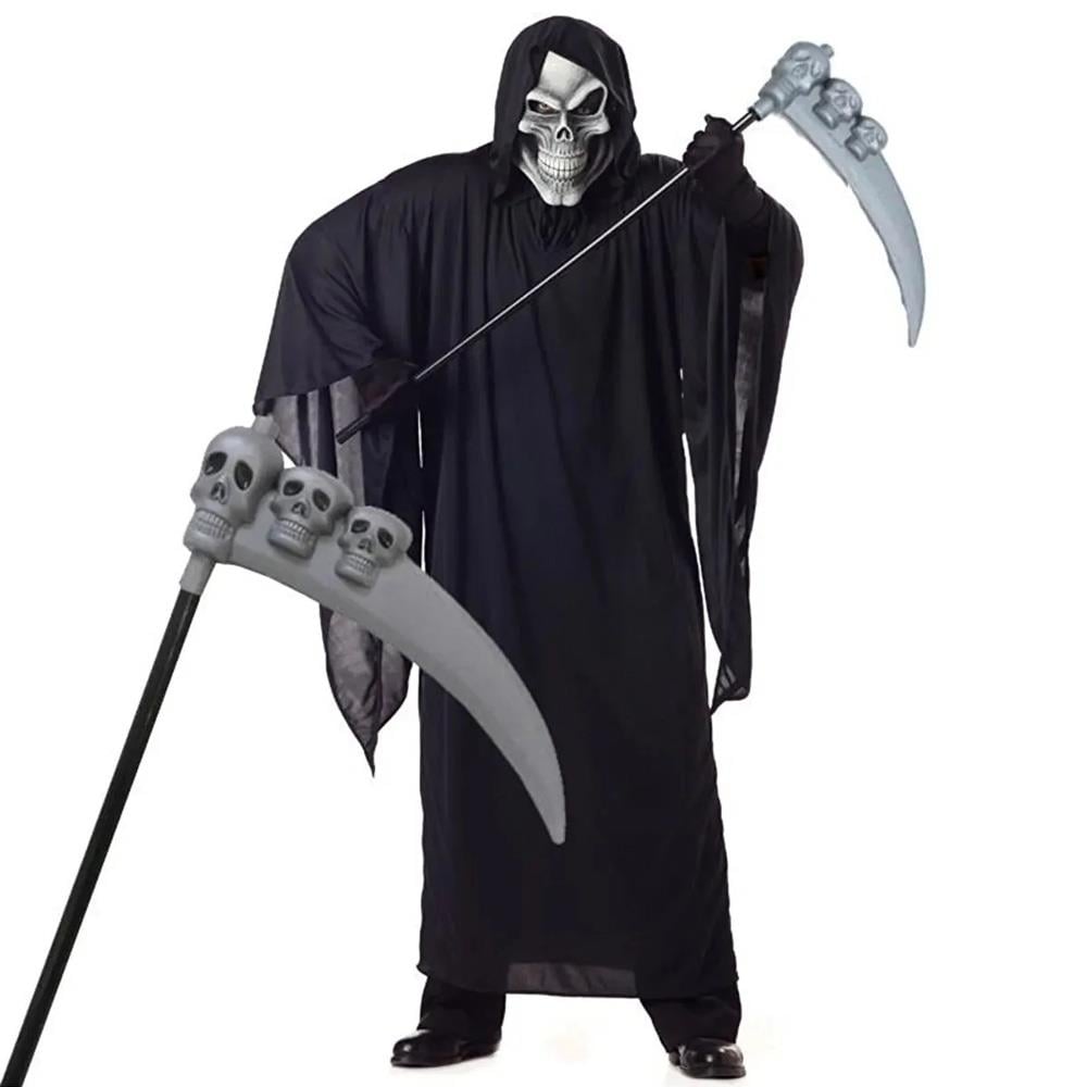 Halloween Orak Kurukafalı Azrail Orağı Plastik Tırpan Hallooween Aksesuarları Halloween Orak Kurukafalı Azrail Orağı - KostümPartim®