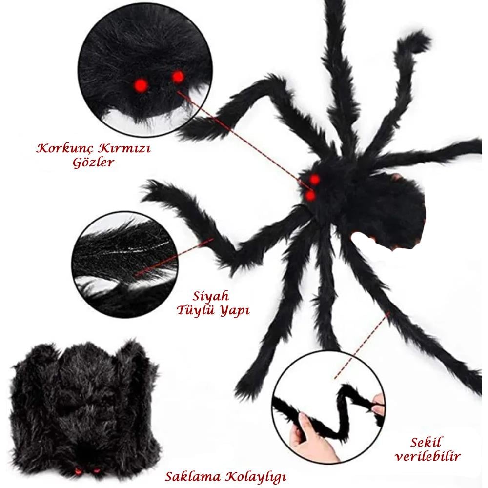 Halloween Örümcek Dekor 30cm H639 Halloween Dekorasyon Halloween Örümcek Dekor 30cm - KostümPartim®