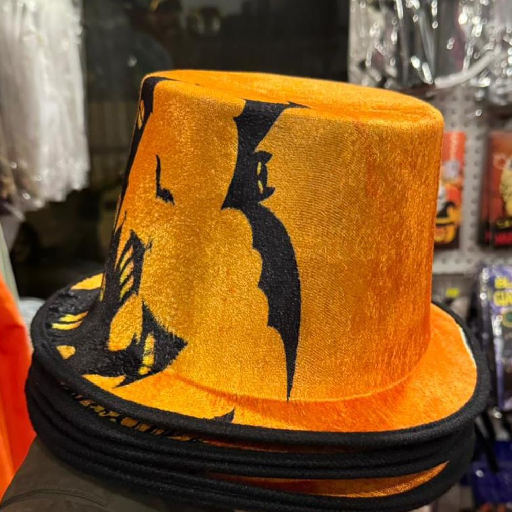 Halloween Perili Ev Baskılı Kadife Silindir Şapka Şapkalar Halloween Perili Ev Baskılı Kadife Silindir Şapka - KostümPartim®