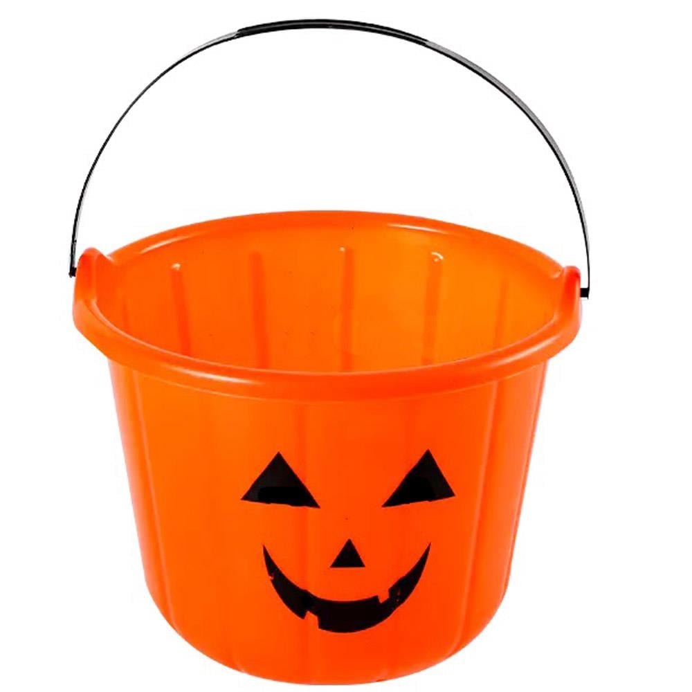 Halloween Turuncu Kabak Çanta Şeker Kovası Plastik 18cm Hallooween Aksesuarları Halloween Turuncu Plastik Kabak Çanta Şeker Kovası Balkabağı - KostümPartim®