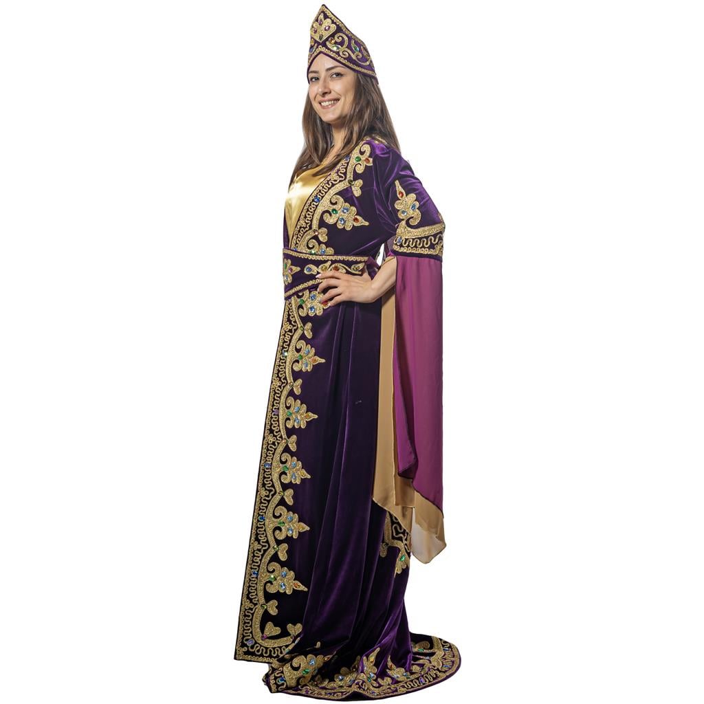 Hatice Sultan Kıyafeti Yetişkin Kadın Lüks Kadife Bindallı Elbisesi Mor Bayan Kostümleri Hatice Sultan Kıyafeti Yetişkin Kadın Lüks Kadife Mor Bindallı Elbisesi - KostümPartim®