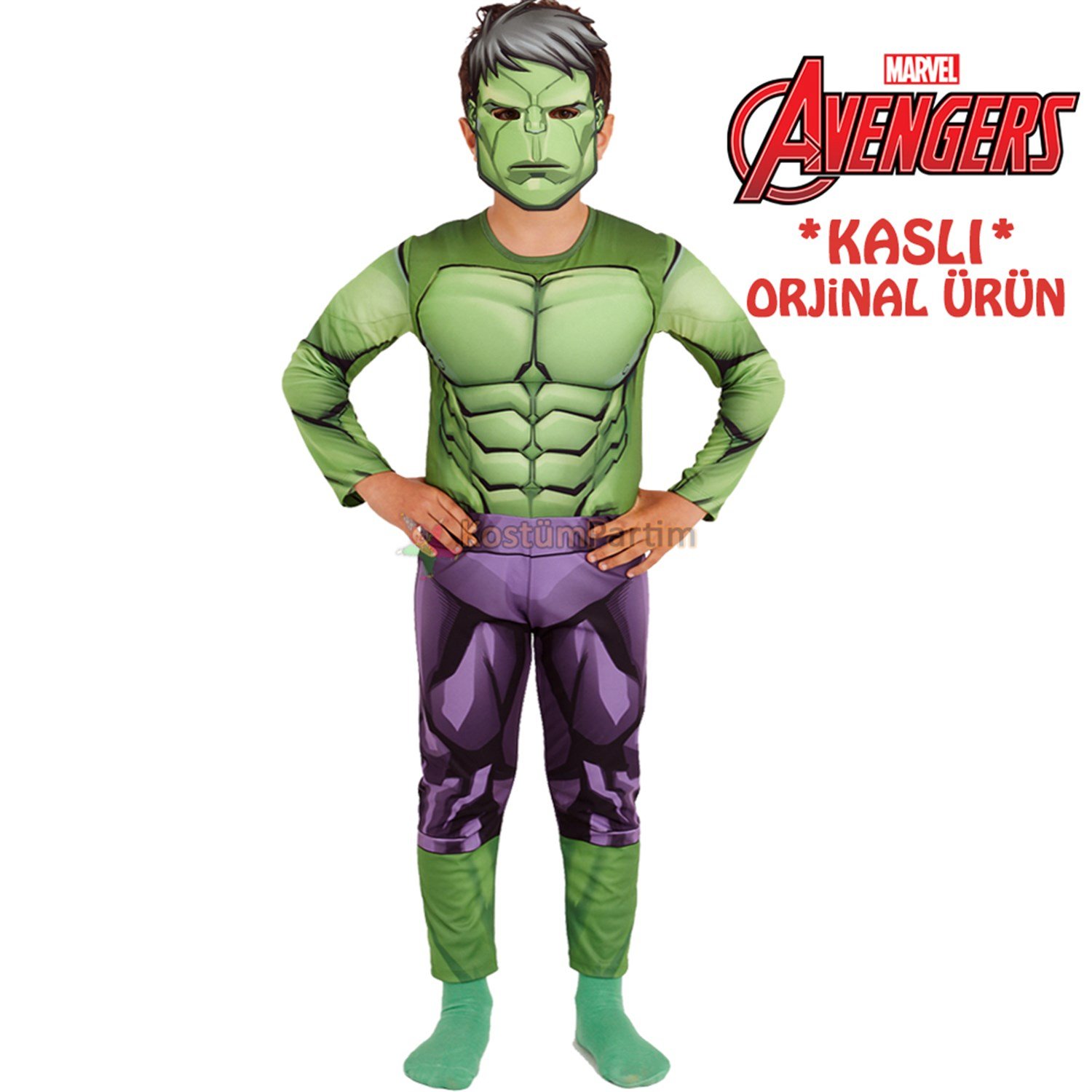 Hulk Kostümü, Kaslı Avangers Yeşil Dev Hulk Kıyafeti 7-9Yaş Marvel Avangers Kostümleri KostümPartim ★ Hulk Kıyafeti, Hulk Kostümü (Kaslı) / Karakter Kostümleri