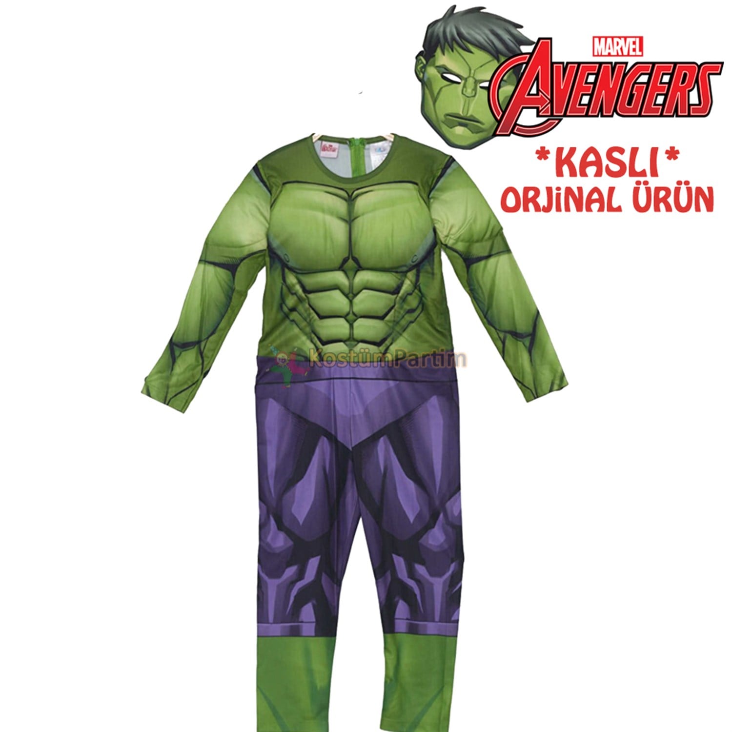 Hulk Kostümü, Kaslı Avangers Yeşil Dev Hulk Kıyafeti 7-9Yaş Marvel Avangers Kostümleri KostümPartim ★ Hulk Kıyafeti, Hulk Kostümü (Kaslı) / Karakter Kostümleri