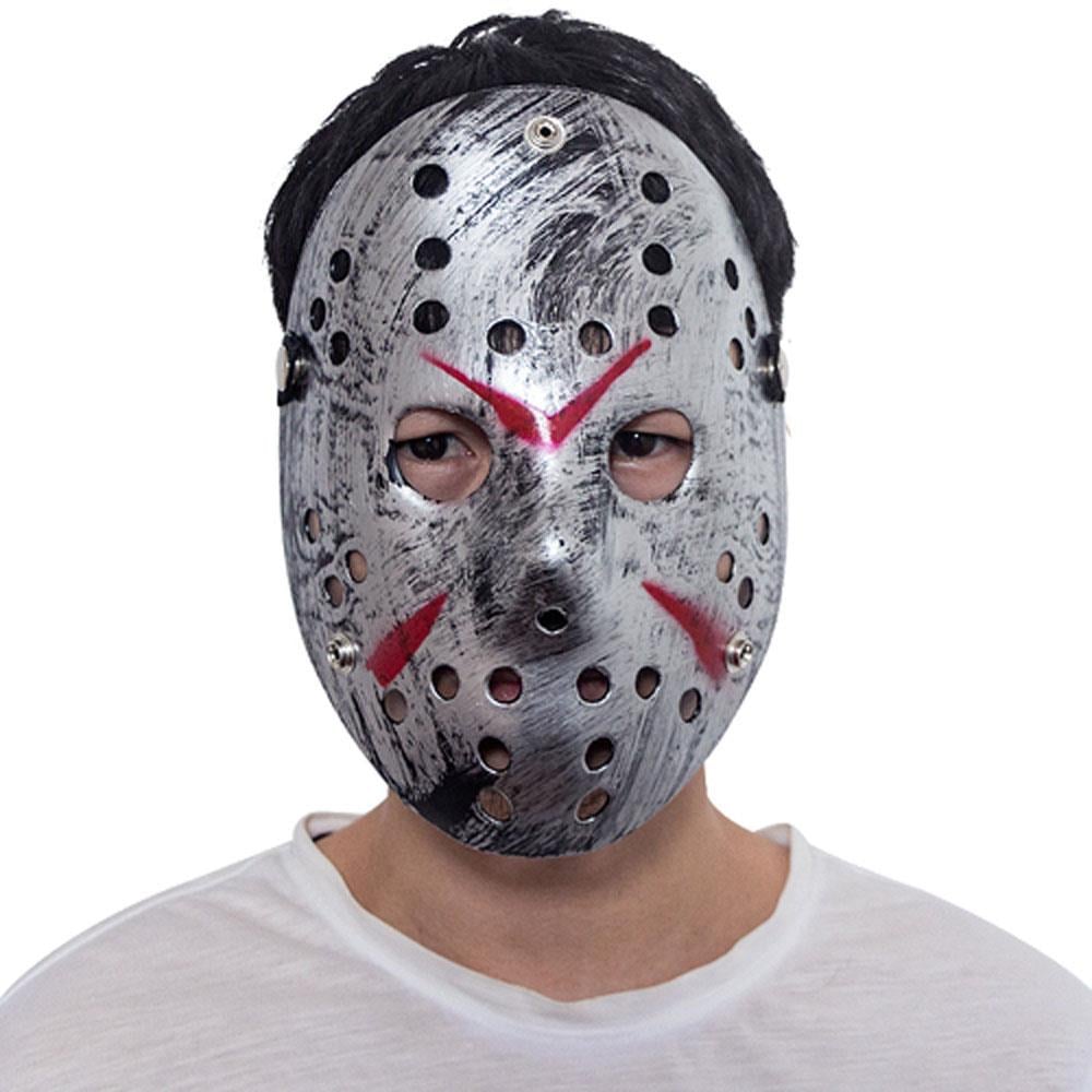 Jason Hockey Maskesi, Metalize Gümüş Maskeler Jason Hockey Maskesi, Siyah - KostümPartim®