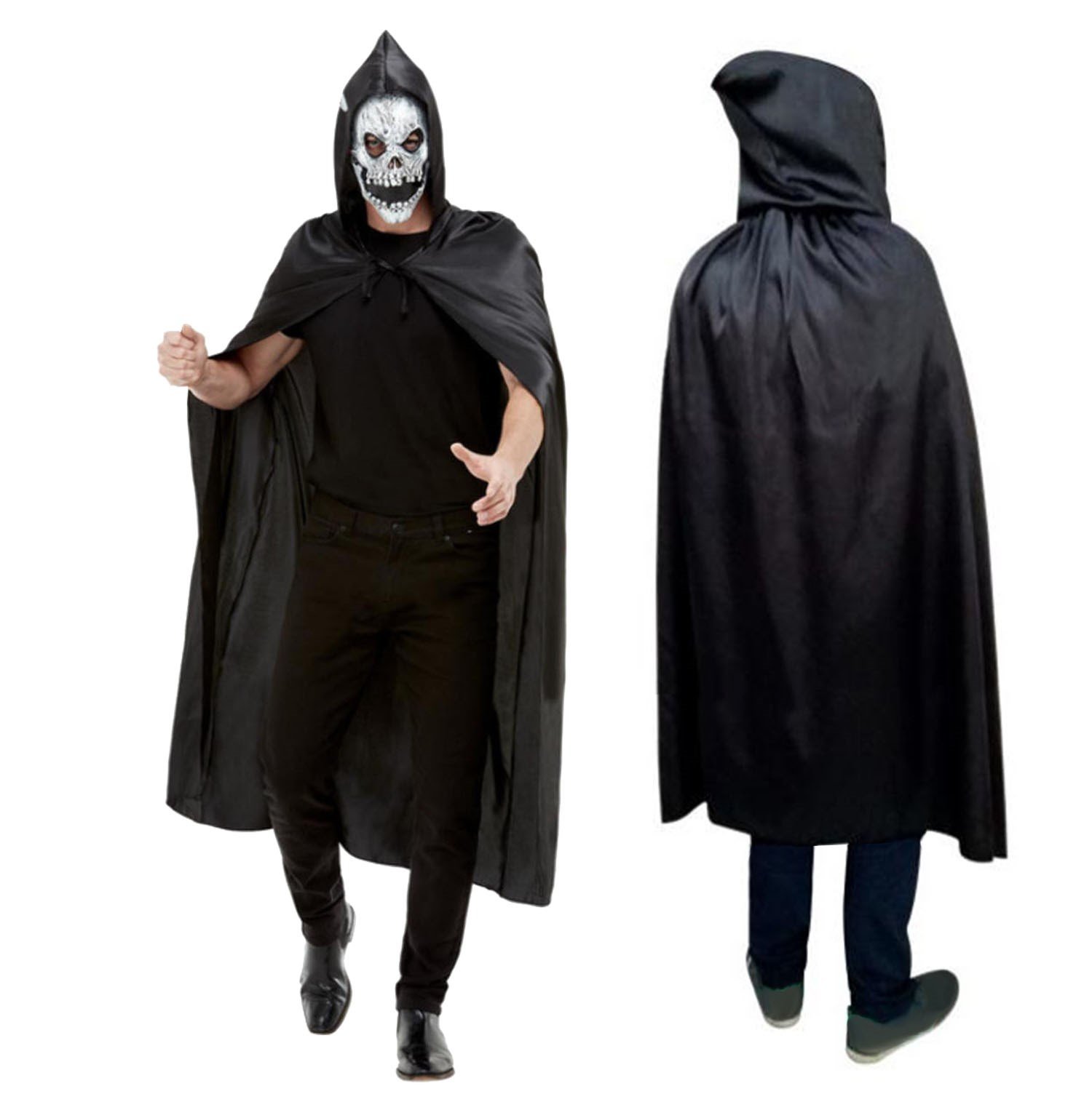 Kapüşonlu Pelerin Siyah SatenPelerinlerKostümPartim ★ Kapüşonlu Pelerin Siyah Saten / Pelerinler