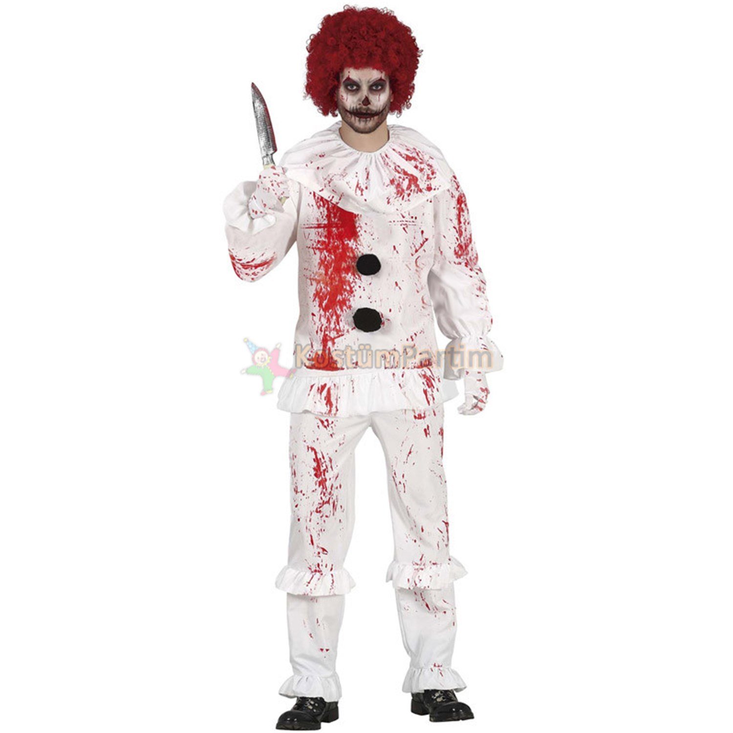 Katil Palyaço Kostümü BeyazErkek KostümleriKostümPartim ★ Beyaz Katil Palyaço Kostümü Yetişkin / Yetişkin Kostümleri