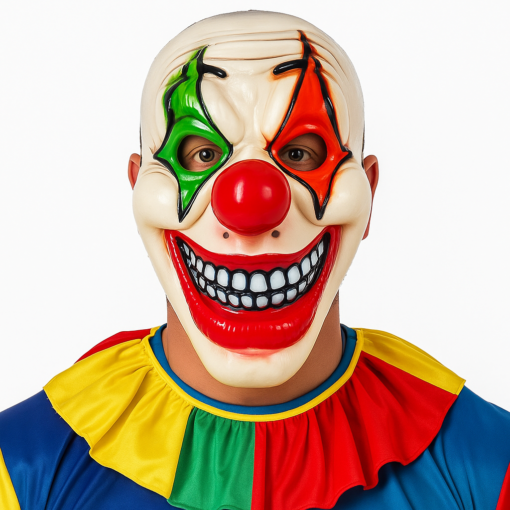 Kırmızı Burunlu Kırmızı Yeşil Joker Palyaço Maskesi Maskeler KostümPartim® Kırmızı Burunlu Kırmızı Yeşil Joker Palyaço Maskesi – Halloween Korku Maske | Cosplay Kostüm Aksesuarı