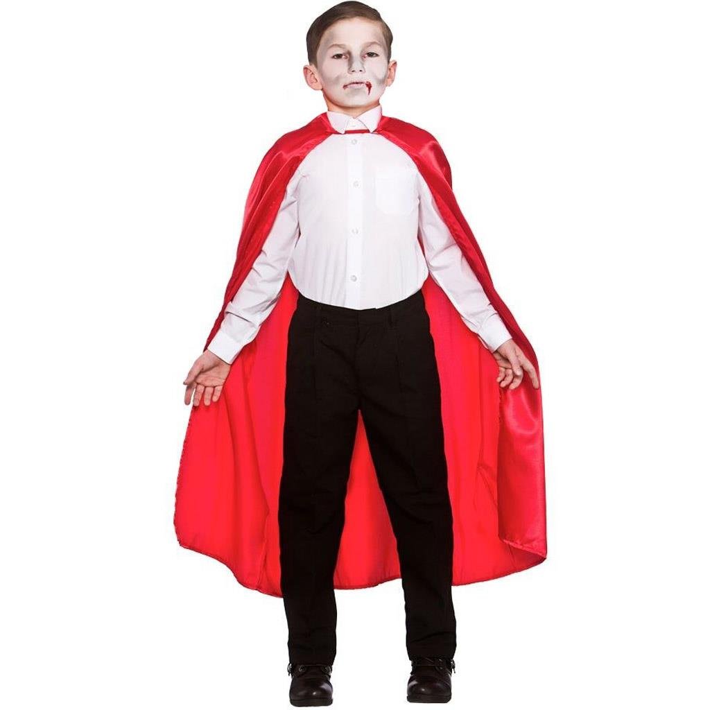 Kırmızı Saten Pelerin 100cm Yakasız Çocuk Vampir Pelerini Pelerinler Kırmızı Saten Pelerin 100cm Yakasız Çocuk Vampir Pelerini - KostümPartim®