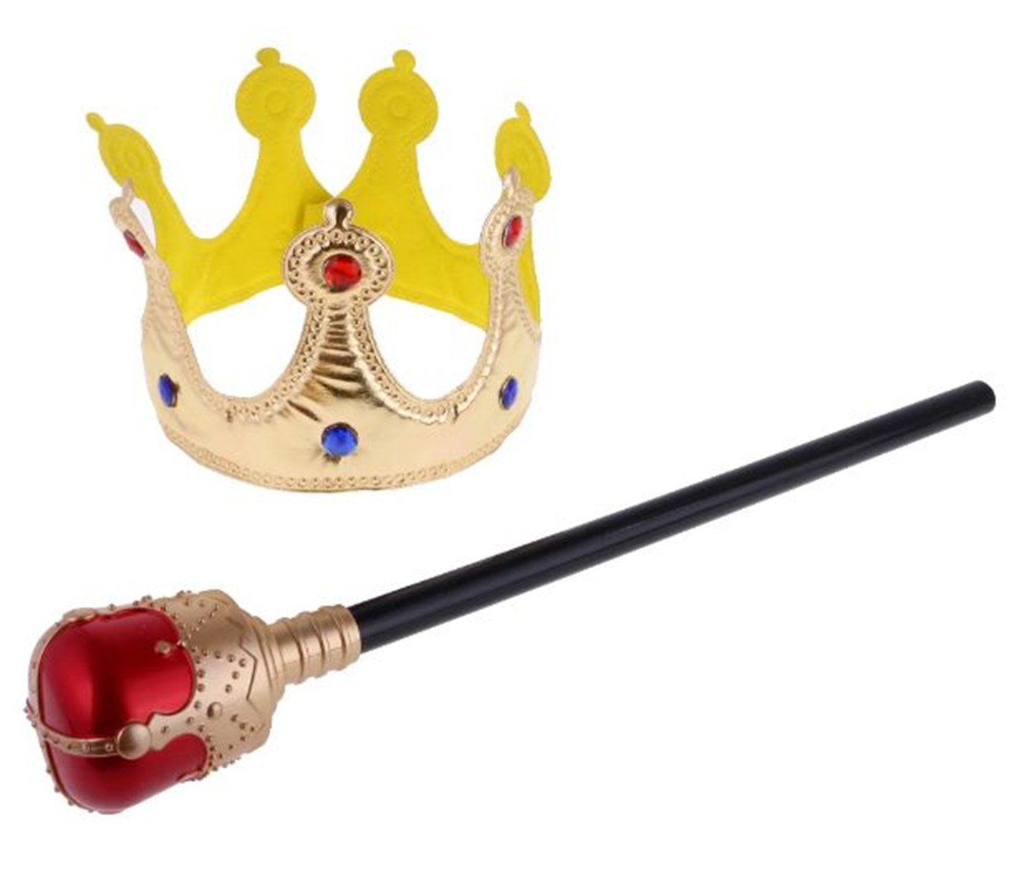 Kırmızı Topuzlu Kral Asası ve Kral TacıAksesuar SetleriKostümPartim ★ Kral Tacı ve Kırmızı Kral Asası / Kostüm Aksesuarları