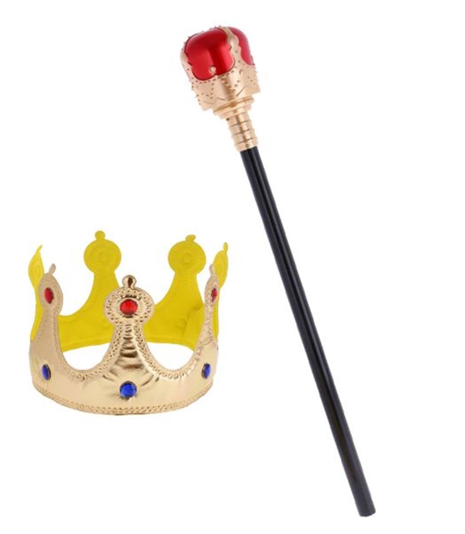 Kırmızı Topuzlu Kral Asası ve Kral TacıAksesuar SetleriKostümPartim ★ Kral Tacı ve Kırmızı Kral Asası / Kostüm Aksesuarları