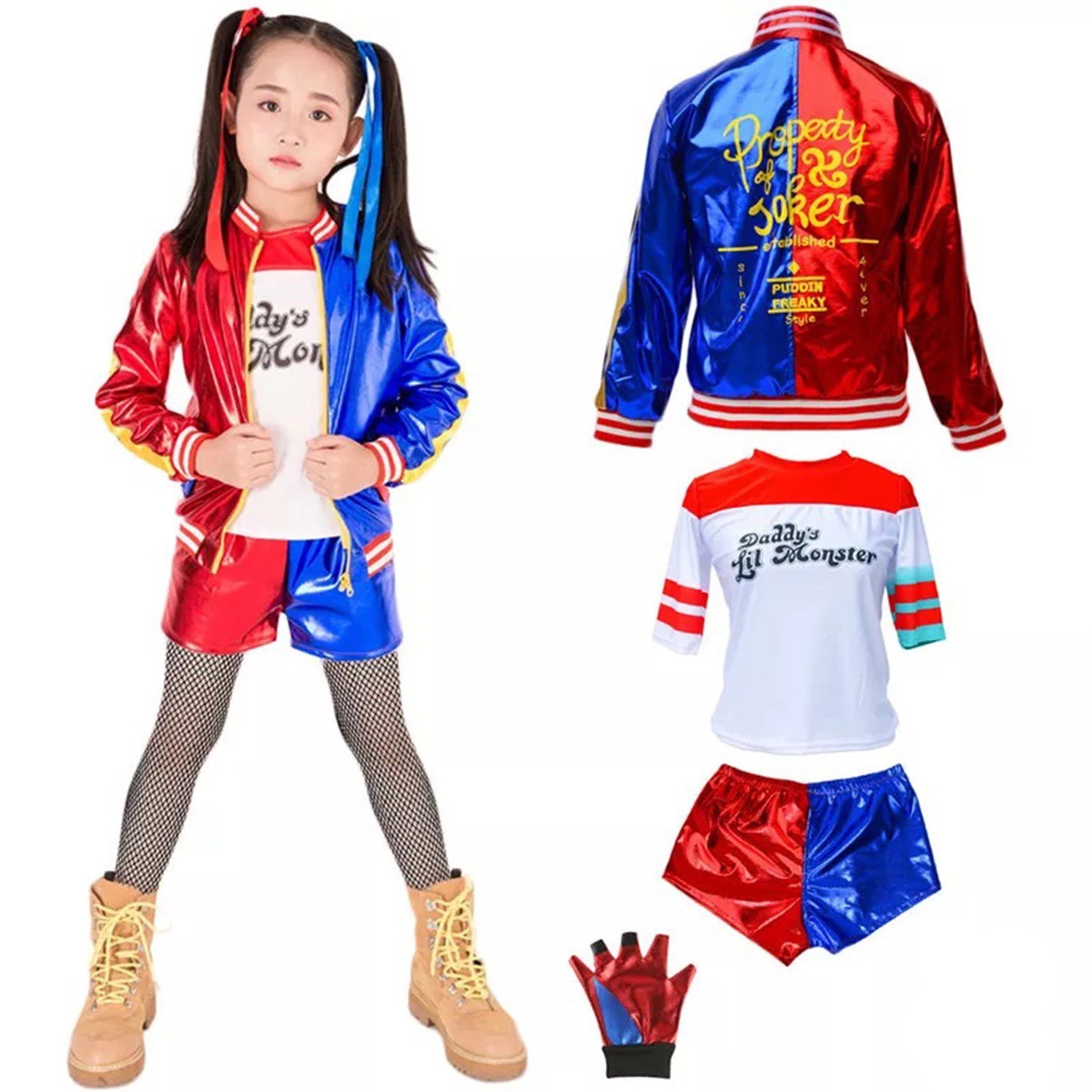 Harley Quinn Kostümü Kız Çocuk Kostümleri KostümPartim ★ Harley Quinn Kız Çocuk Kostümü / Cadılar Bayramı Kıyafetleri