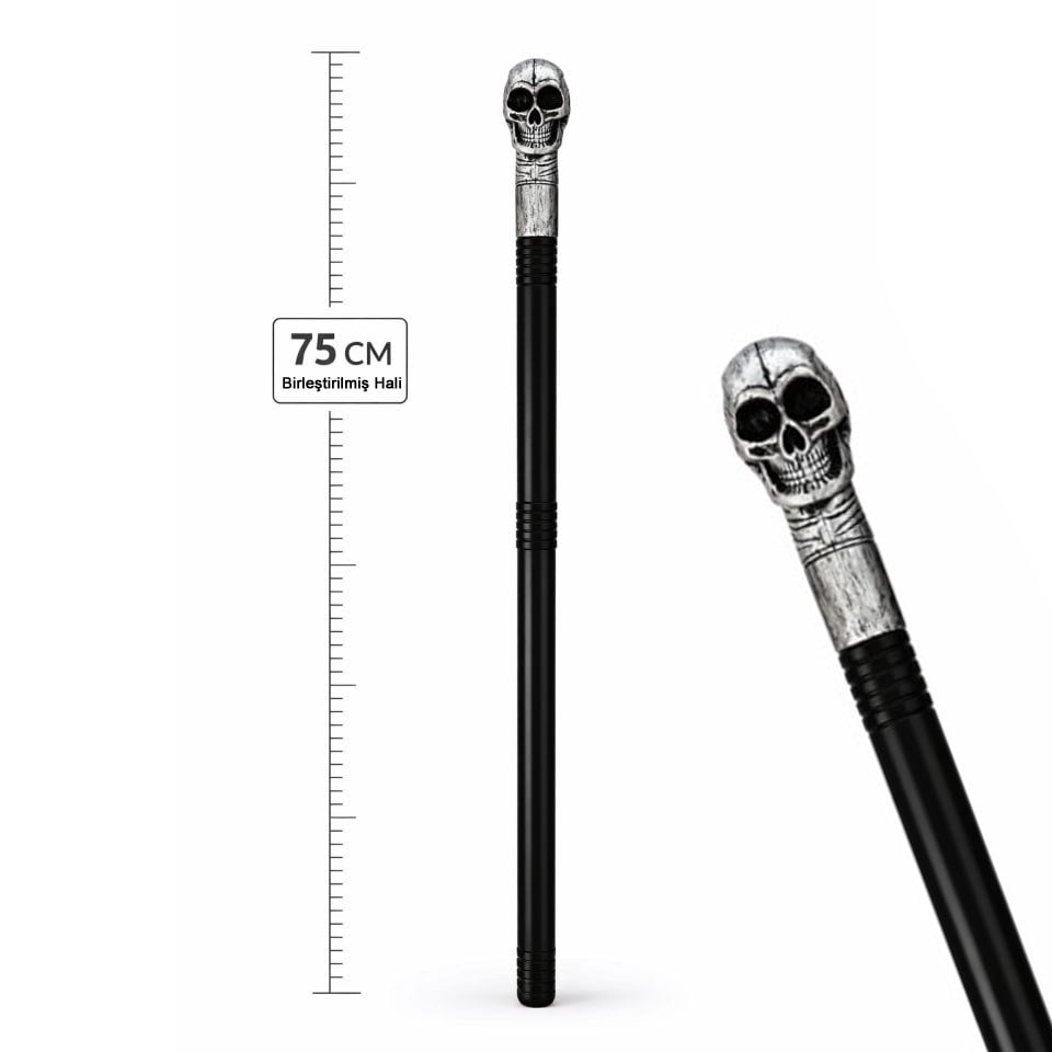 Kuru Kafa Baston İskelet Başlı Halloween Kostüm Aksesuarı 75cm Asalar KostümPartim® | 75 cm Kuru Kafa Baston İskelet Başlı | Halloween Kostüm ve Parti Aksesuarı
