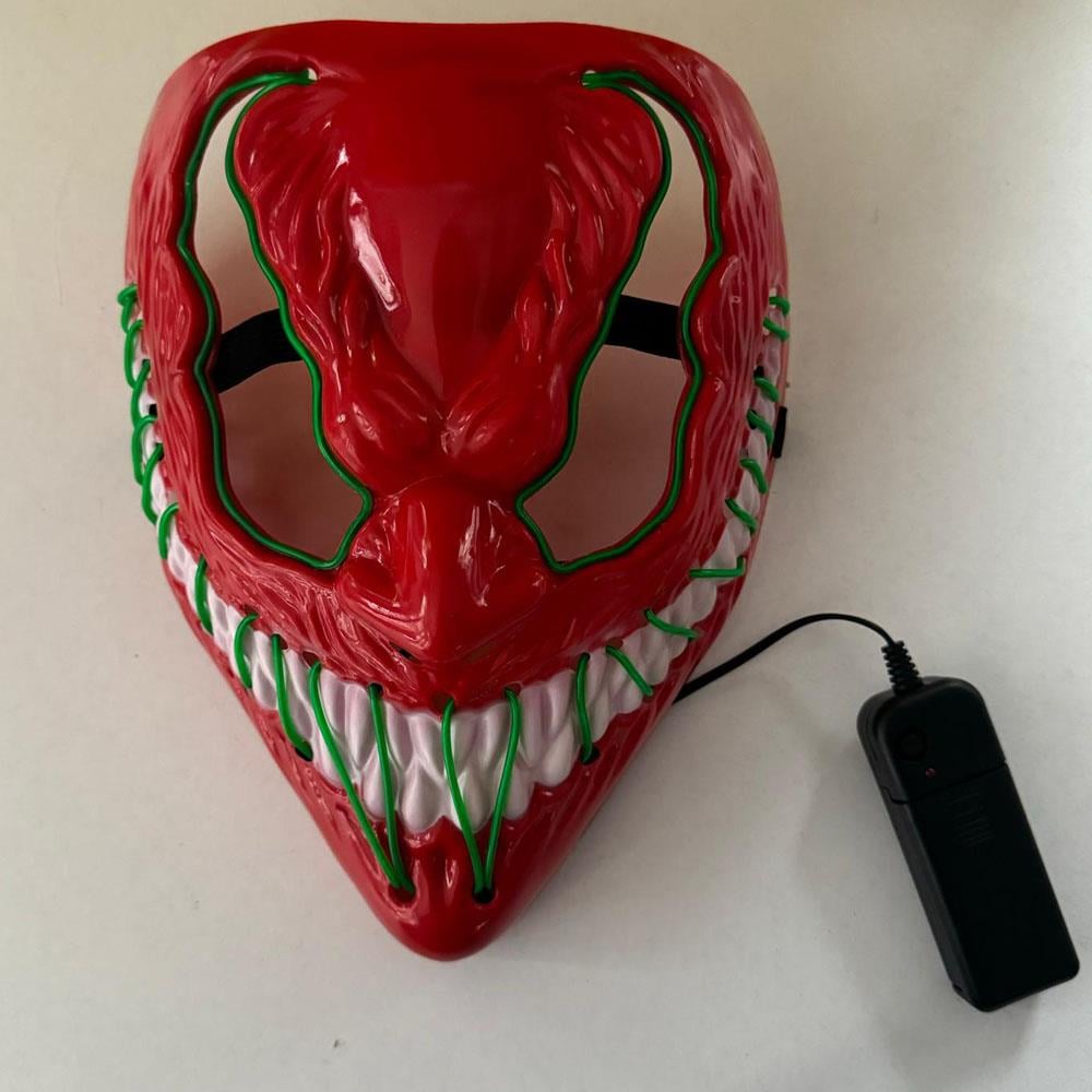 Led Işıklı Kırmızı Venom Maske Yeşil Işık Maskeler KostümPartim® Led Işıklı Kırmızı Venom Maske Yeşil Işık - Korkutucu ve Eğlenceli!
