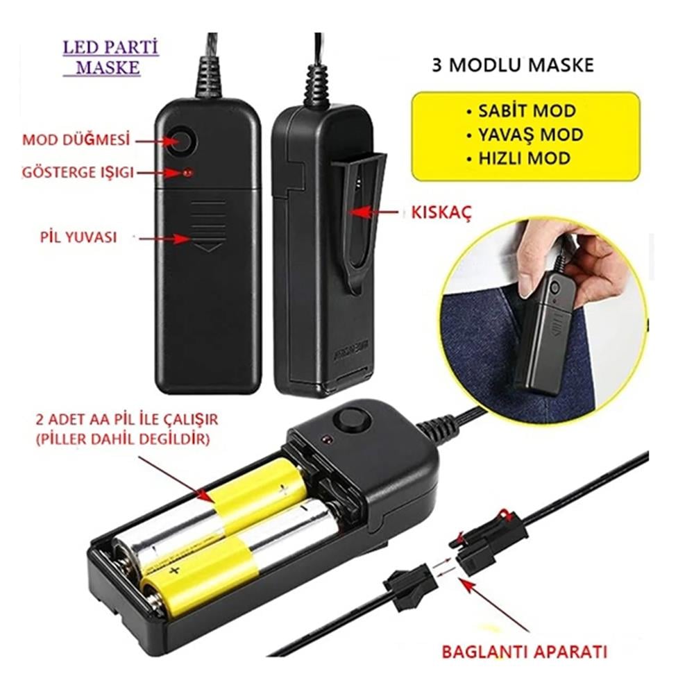Led Işıklı VFor Vendetta Maske Yeşil Anon Maskesi Maskeler Led Işıklı VFor Vendetta Maske Yeşil Anon Maskesi - KostümPartim®
