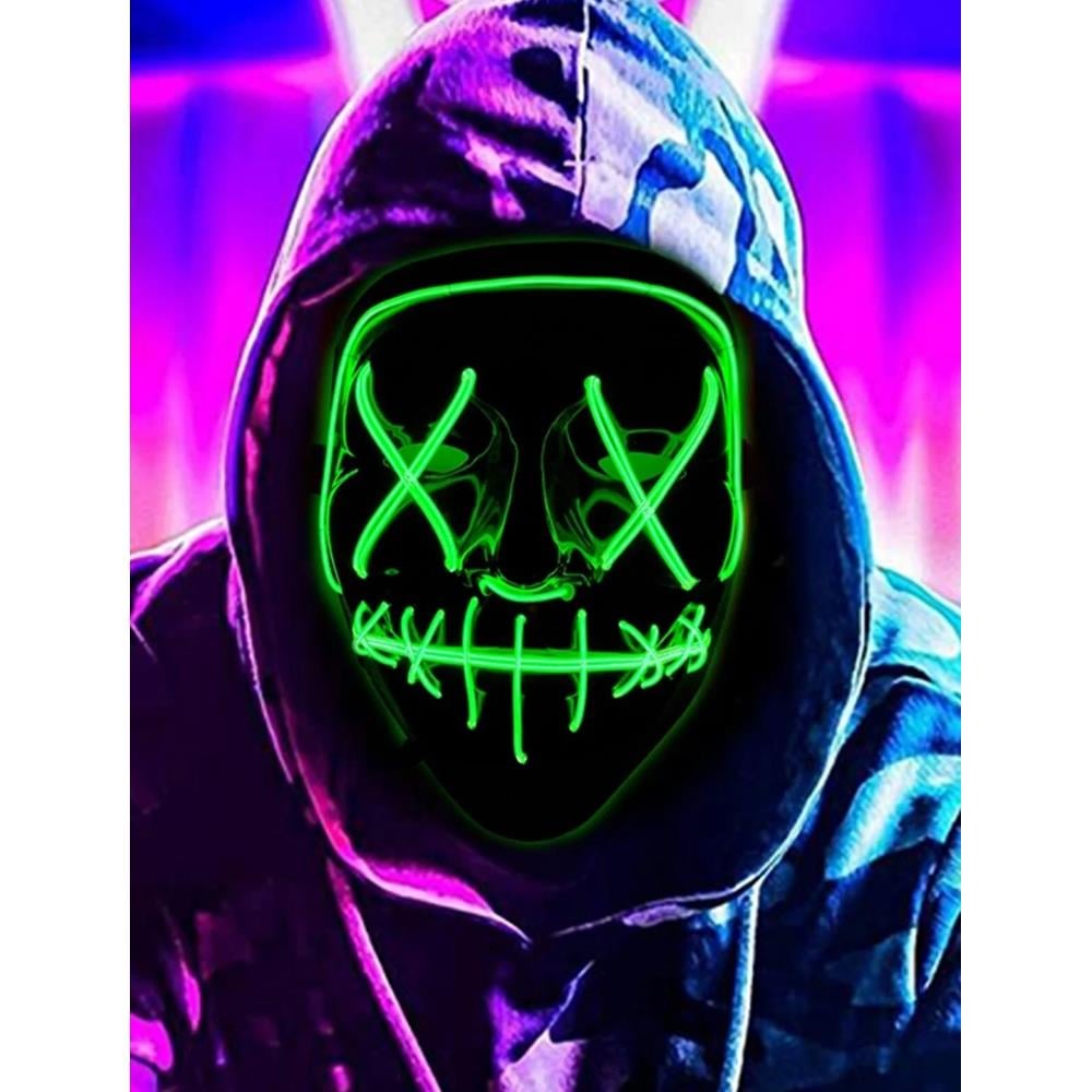 Led Işıklı VFor Vendetta Maske Yeşil Anon Maskesi Maskeler Led Işıklı VFor Vendetta Maske Yeşil Anon Maskesi - KostümPartim®