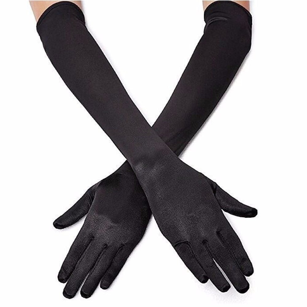 Likralı Uzun Siyah Eldiven 40 cm Dirseğe Kadar Kostüm ve Abiye Eldiveni Eldivenler KostümPartim® | Likralı Uzun Siyah Eldiven 40 cm | Dirseğe Kadar Abiye ve Kostüm Eldiveni