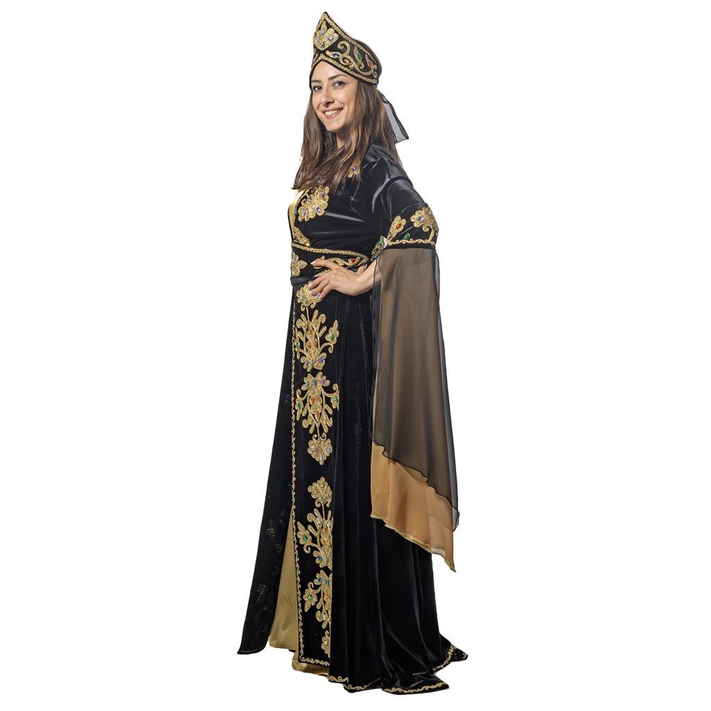 Mahidevran Sultan Kıyafeti Yetişkin Kadın Lüks Kadife Bindallı Elbisesi Siyah Bayan Kostümleri Mahidevran Sultan Kıyafeti Yetişkin Kadın Lüks Kadife Bindallı Elbisesi Siyah - KostümPartim®