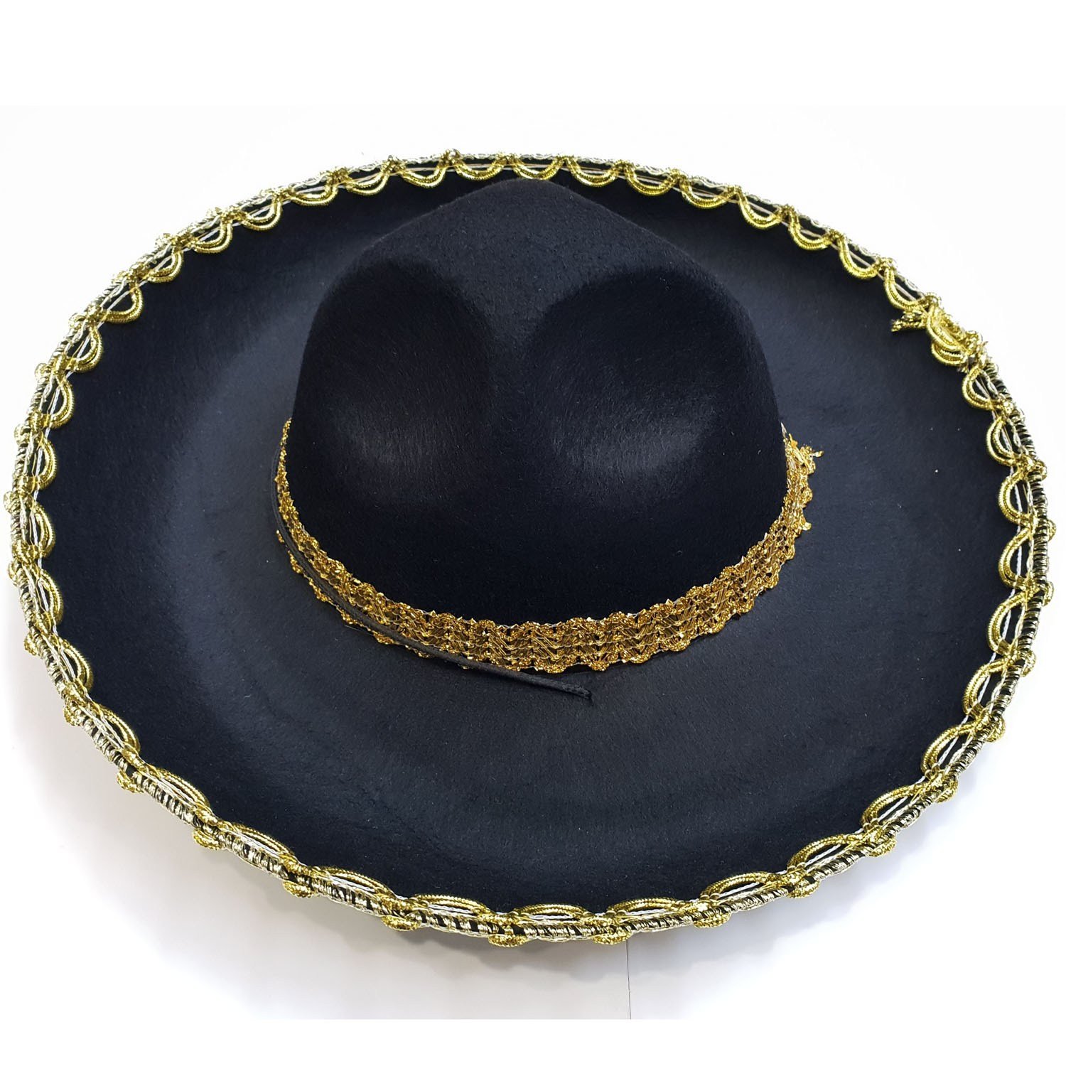 Meksikalı Şapkası Çocuk Siyah Altın Şeritli 55 cm Mariachi Şapka Şapkalar KostümPartim® | Meksikalı Şapkası Çocuk Siyah 55 cm | Altın Şeritli Mariachi Şapka