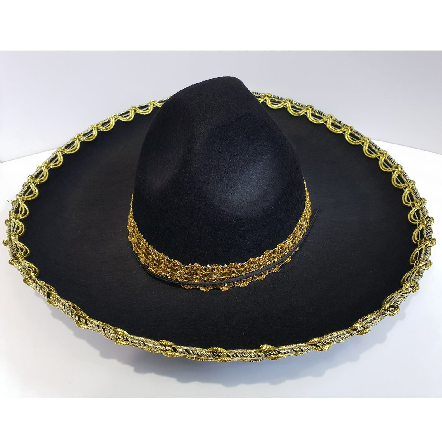 Meksikalı Şapkası Çocuk Siyah Altın Şeritli 55 cm Mariachi Şapka Şapkalar KostümPartim® | Meksikalı Şapkası Çocuk Siyah 55 cm | Altın Şeritli Mariachi Şapka