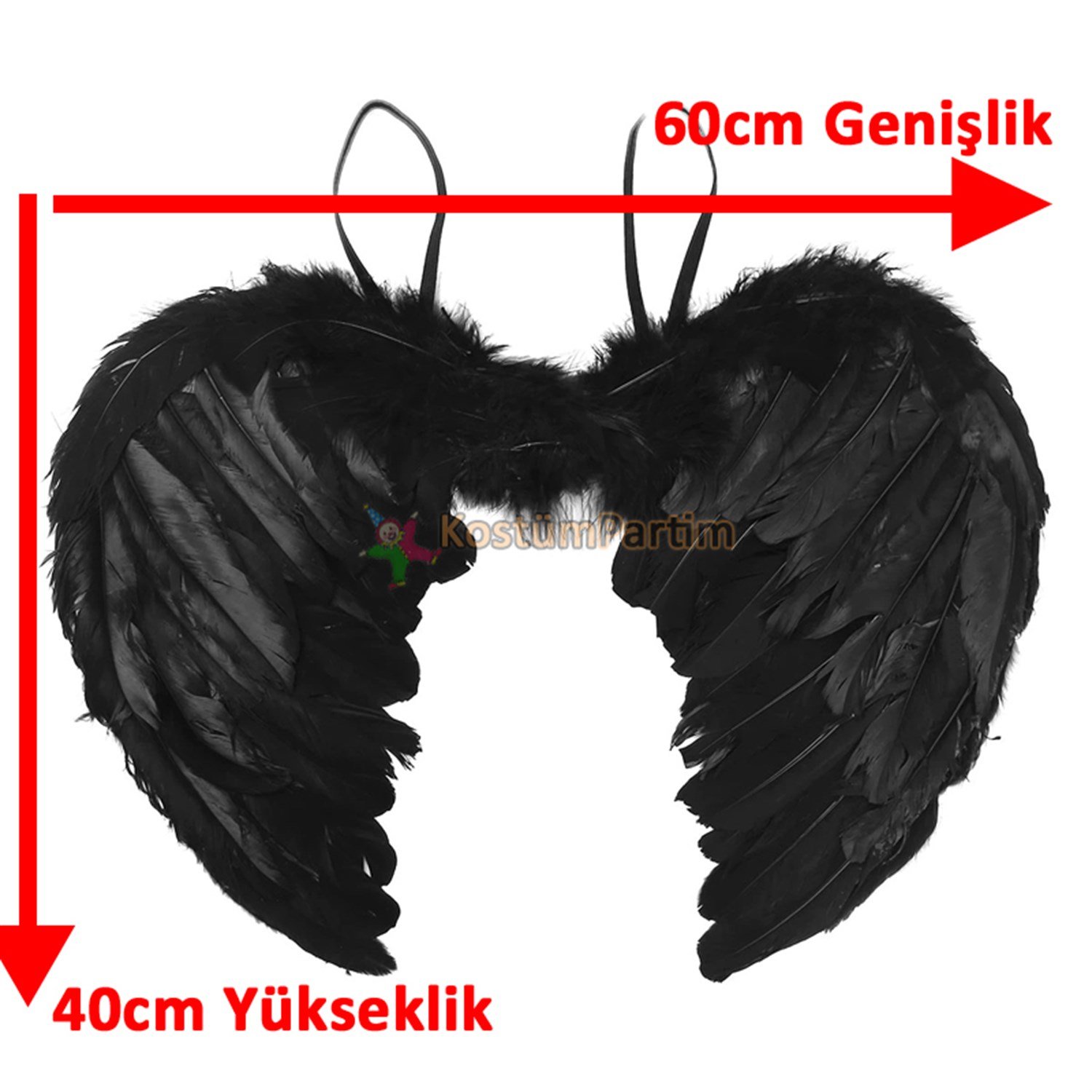 Melek Kanadı Siyah Orta boyKanatlarKostümPartim ★ Melek Kanadı Siyah Orta boy / Kanatlar