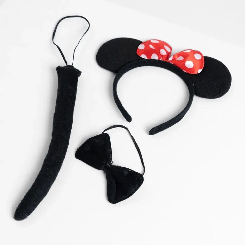 Minnie Mouse Taç Papyon Kuyruk Kostüm Seti Taçlar Mickey Mouse Kulaklı Gözlük Papyon Kuyruk Seti - KostümPartim®