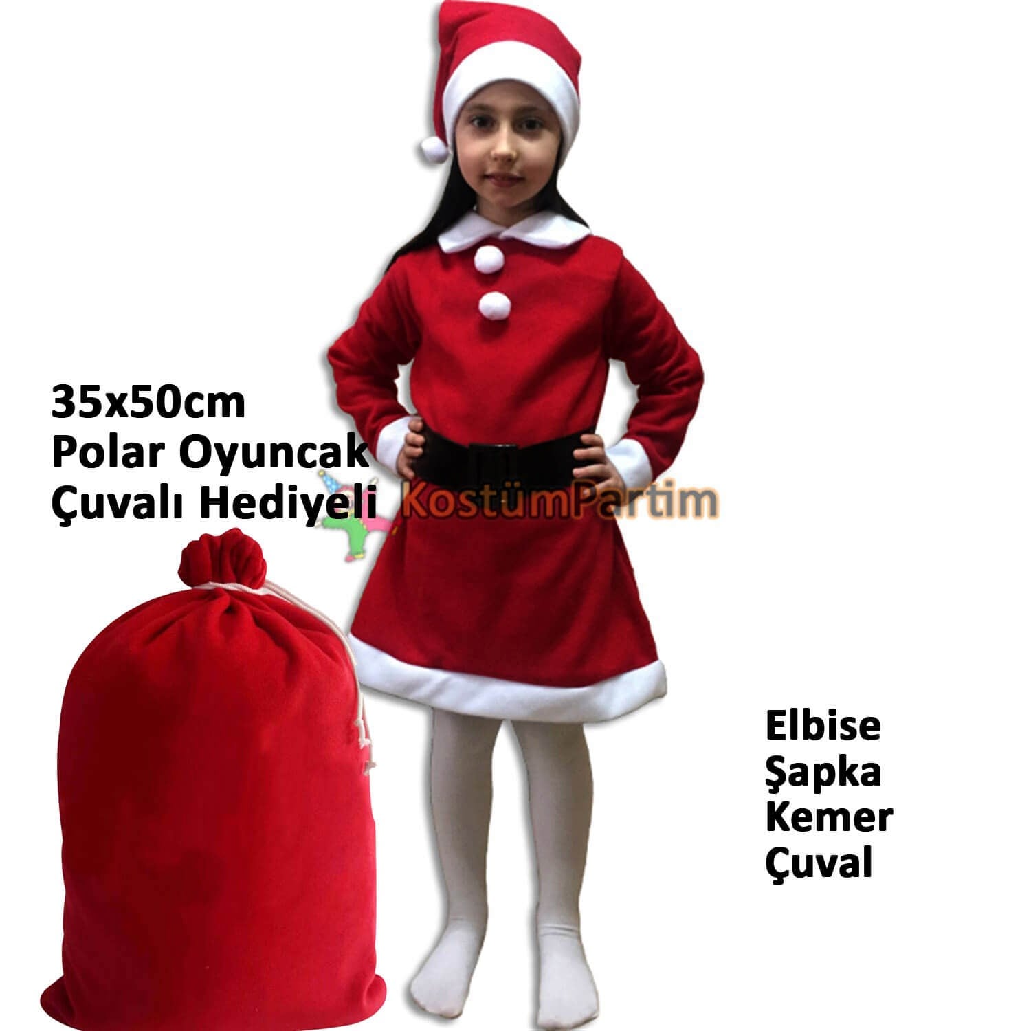 Noel Anne Kostümü 6-7Yaş Polar Kız Çocuk KıyafetiYılbaşı Çocuk KostümleriKostümPartim ★ Noel Anne Kostümü 6-7Yaş Polar Kız Çocuk Kıyafeti / Yılbaşı Çocuk Kostümleri