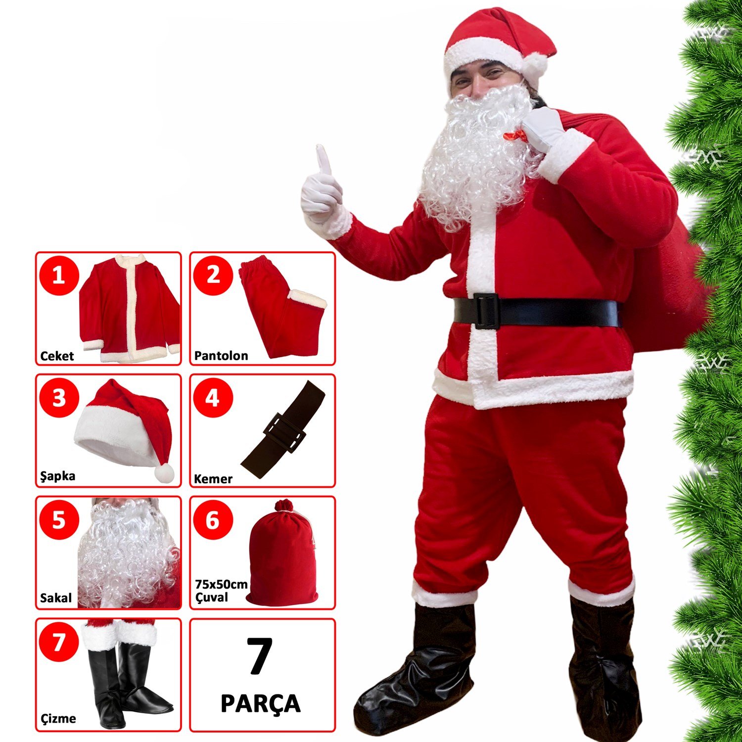 Noel Baba Kostüm Seti Lüks 7 Parça Polar Yetişkin Kıyafeti Noel Baba Kostümleri KostümPartim ★ Noel Baba Kostüm Seti 7 Parça Polar Yetişkin Kıyafeti / Noel Baba Kostümleri