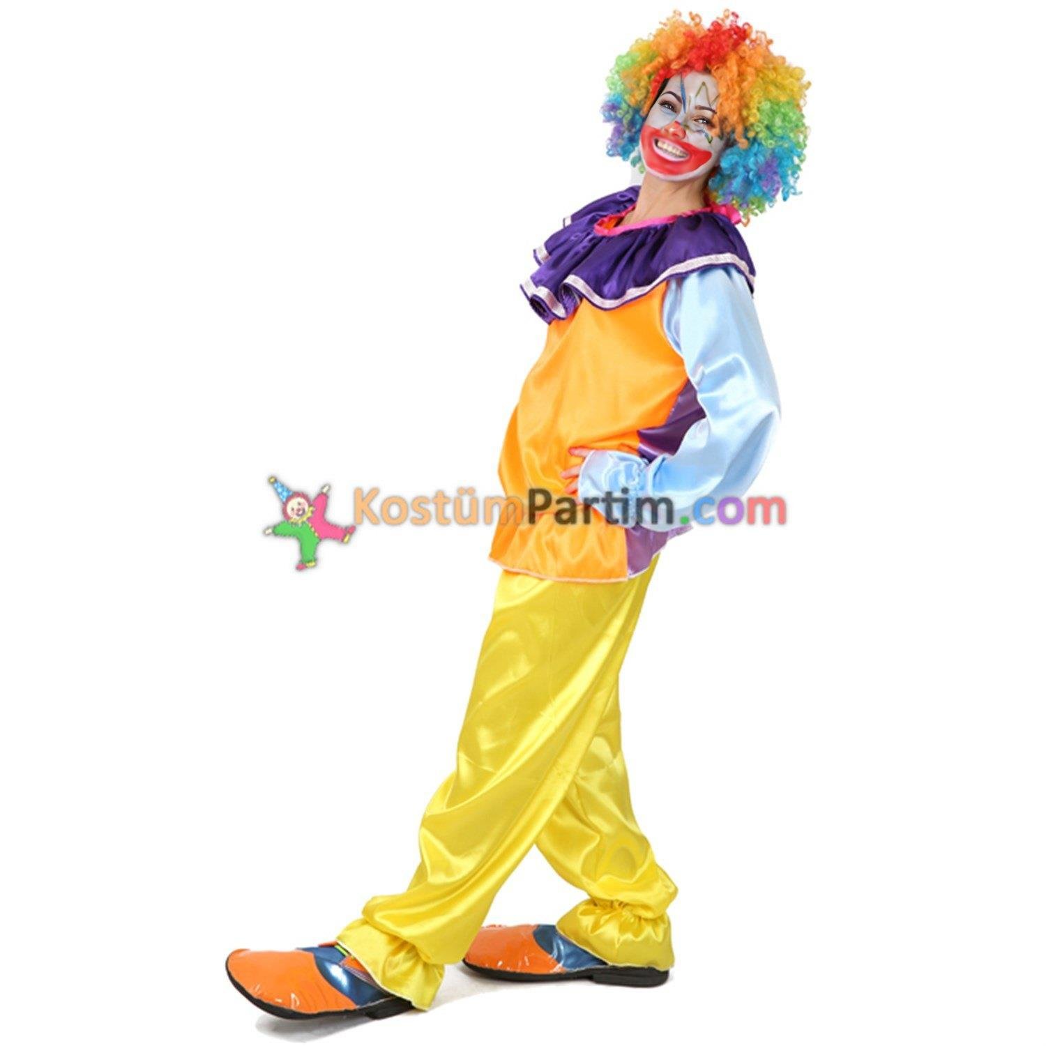 Palyaço Kostümü İkili Takım Yetişkin Yetişkin Palyaço Kıyafetleri Palyaço Kostümü İkili Takım - KostümPartim®
