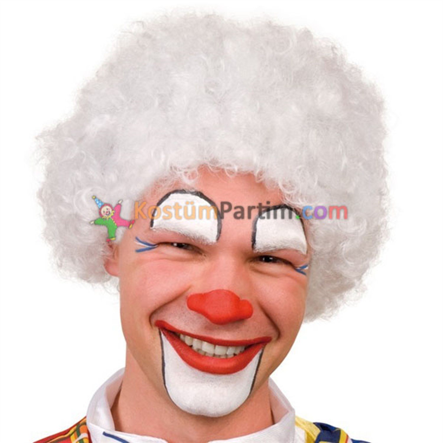 Palyaço Peruğu BeyazPalyaço Aksesuarları