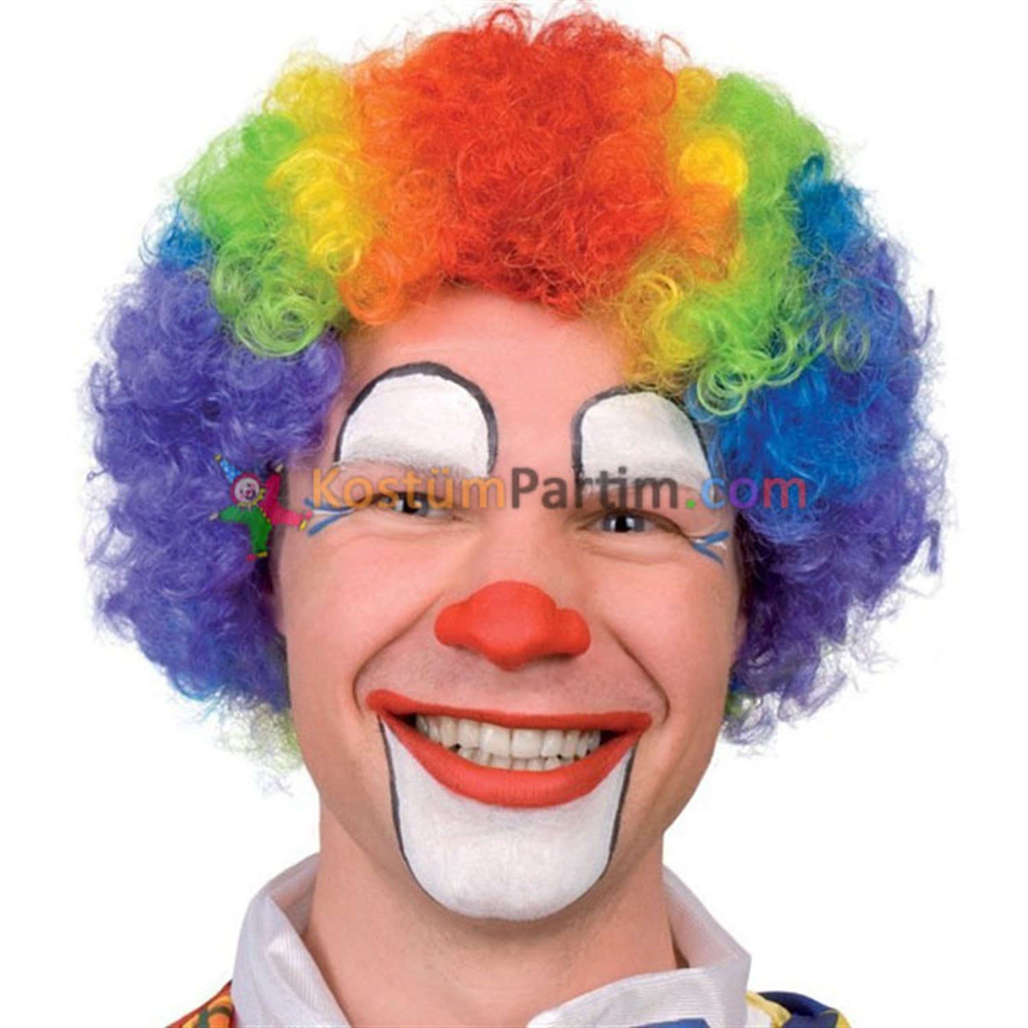 Palyaço Peruğu Bonus Gökkuşağı Karışık Renk PerukPalyaço Aksesuarları
