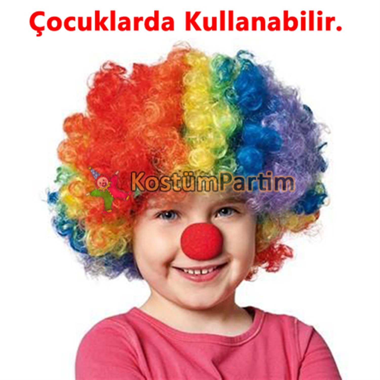 Palyaço Peruğu Bonus Gökkuşağı Karışık Renk PerukPalyaço Aksesuarları