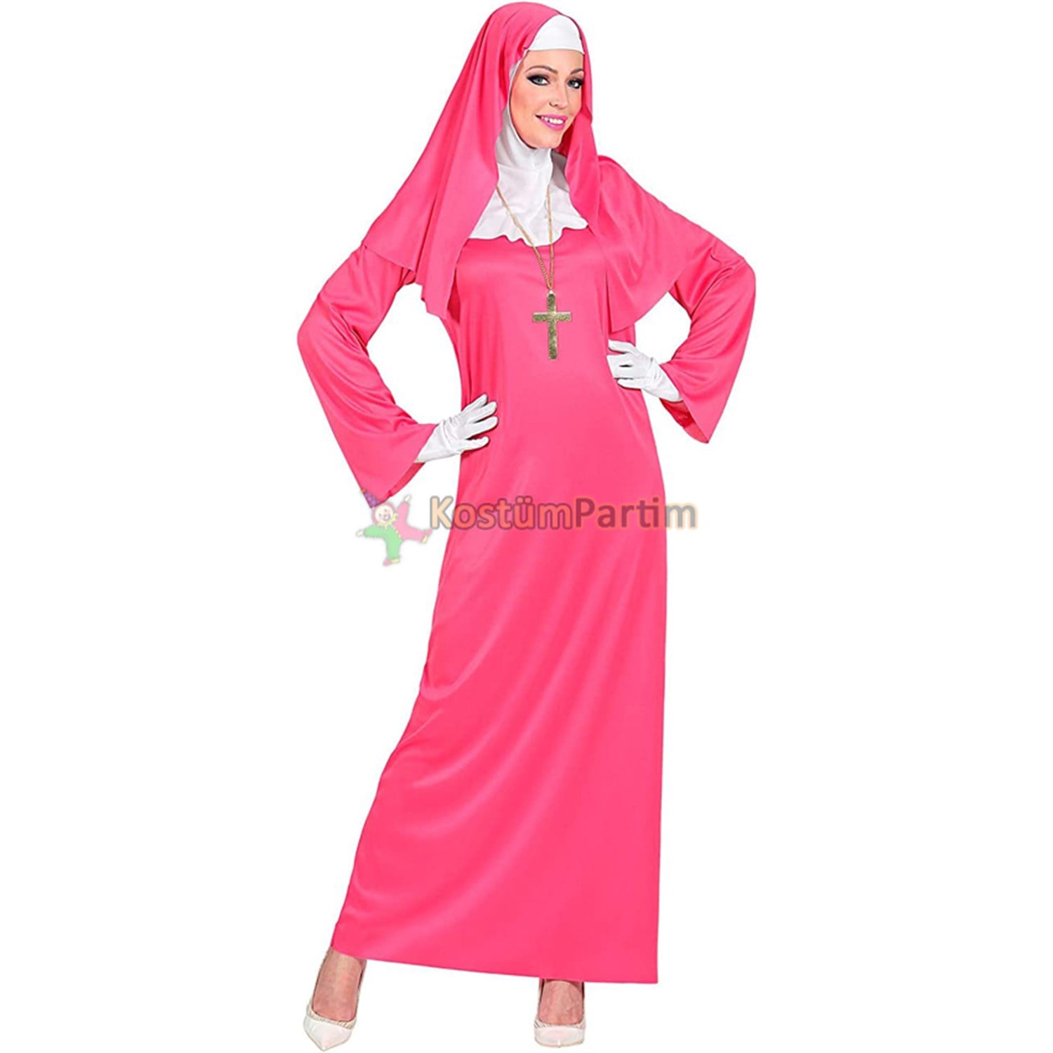 Pembe Rahibe KostümüKadın KostümleriKostümPartim ★ Pembe Rahibe Kostümü Yetişkin / Yetişkin Kostümleri