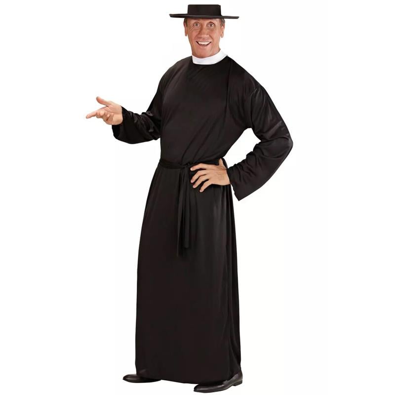 Rahip Kıyafeti Uzun Papaz Kostümü Şapkalı Yetişkin Erkek Kostümleri Rahip Kıyafeti Uzun Papaz Kostümü Şapkalı - KostümPartim®