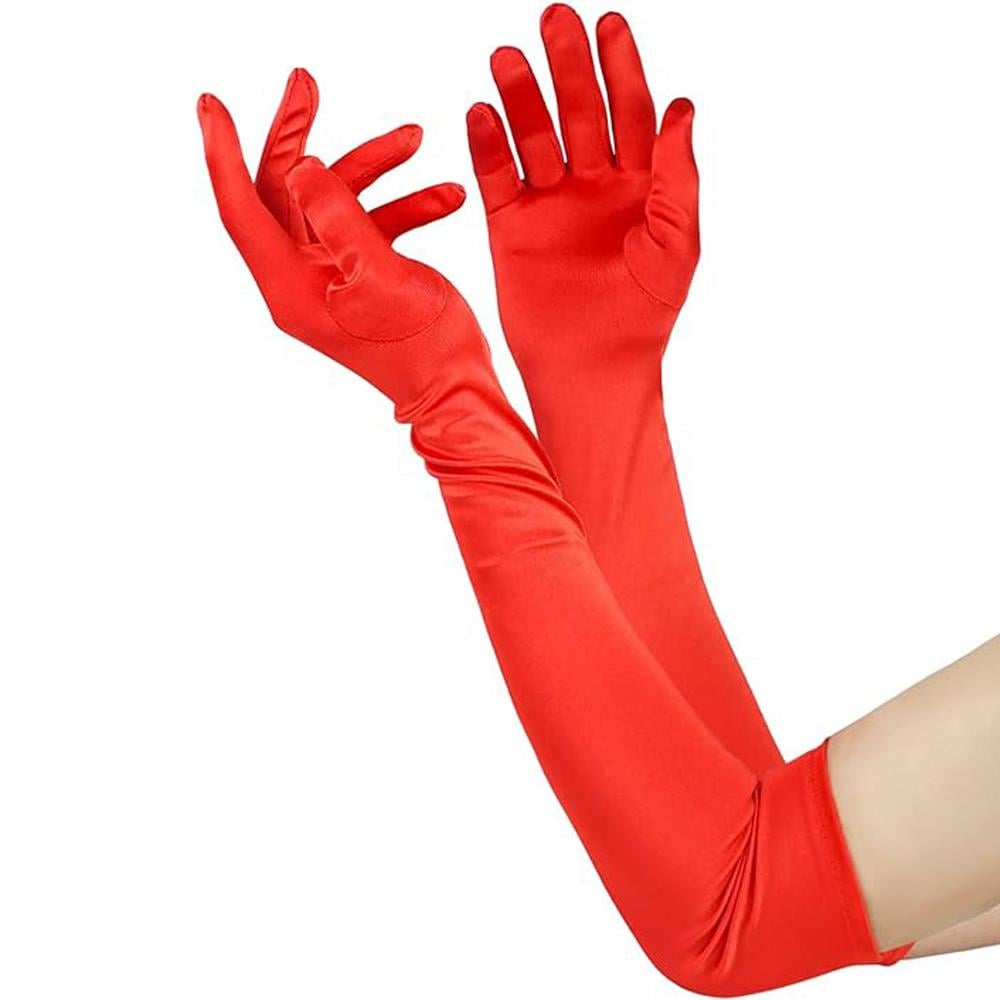 Saten Eldiven Uzun Kırmızı Eldivenler Saten Eldiven Uzun Kırmızı - KostümPartim®