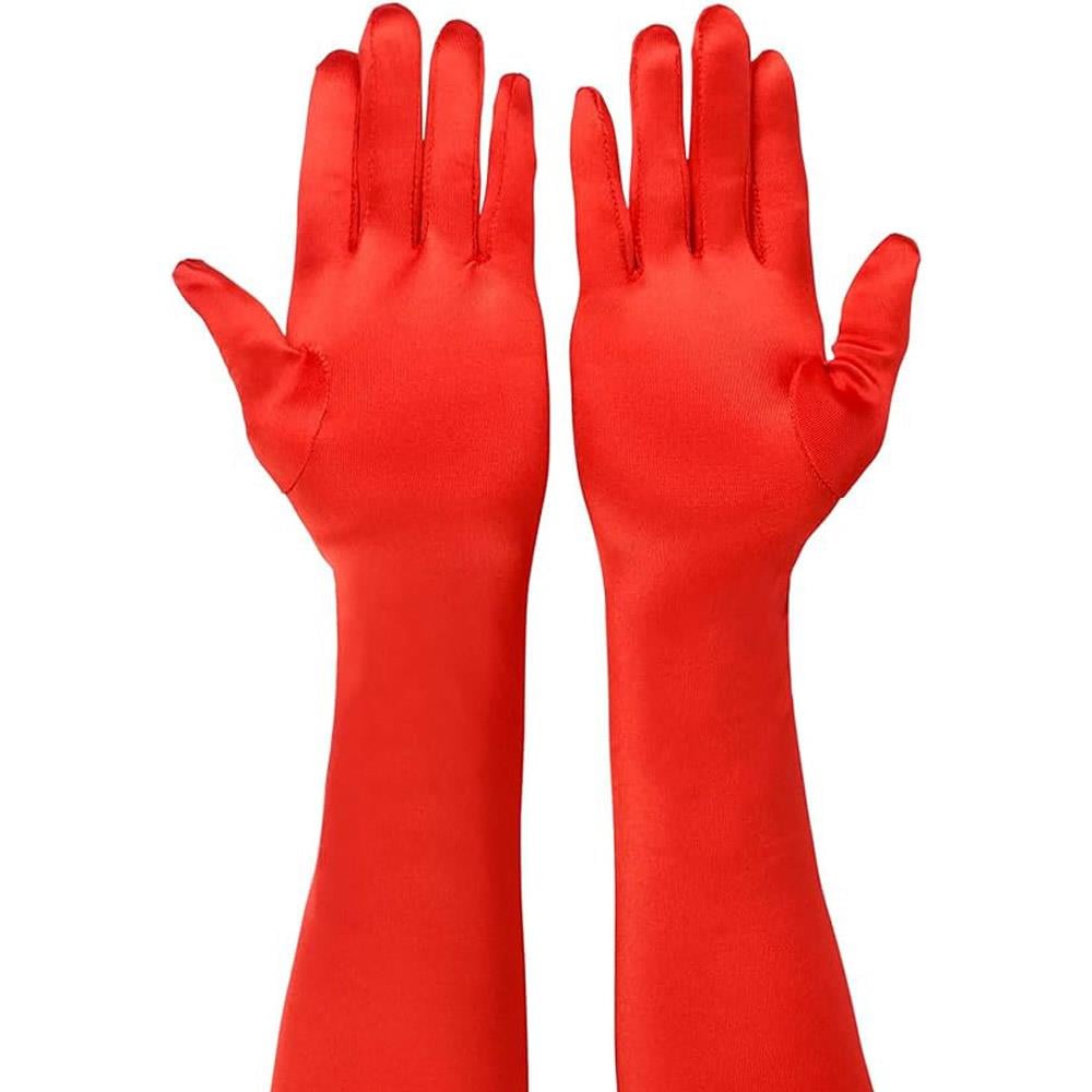 Saten Eldiven Uzun Kırmızı Eldivenler Saten Eldiven Uzun Kırmızı - KostümPartim®