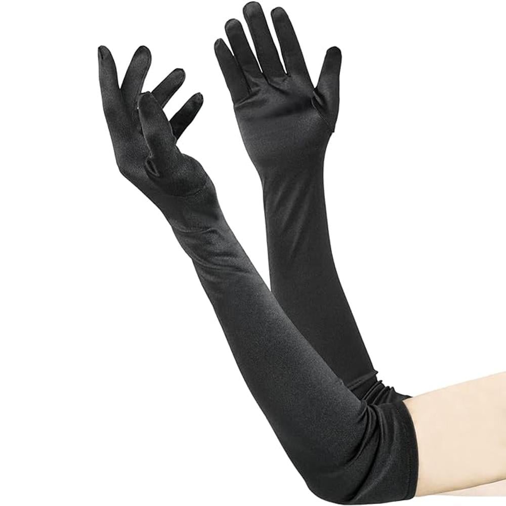 Saten Eldiven Uzun Siyah Eldivenler Saten Eldiven Uzun Siyah - KostümPartim®